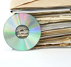 Stock photo of paper and digital archives. 